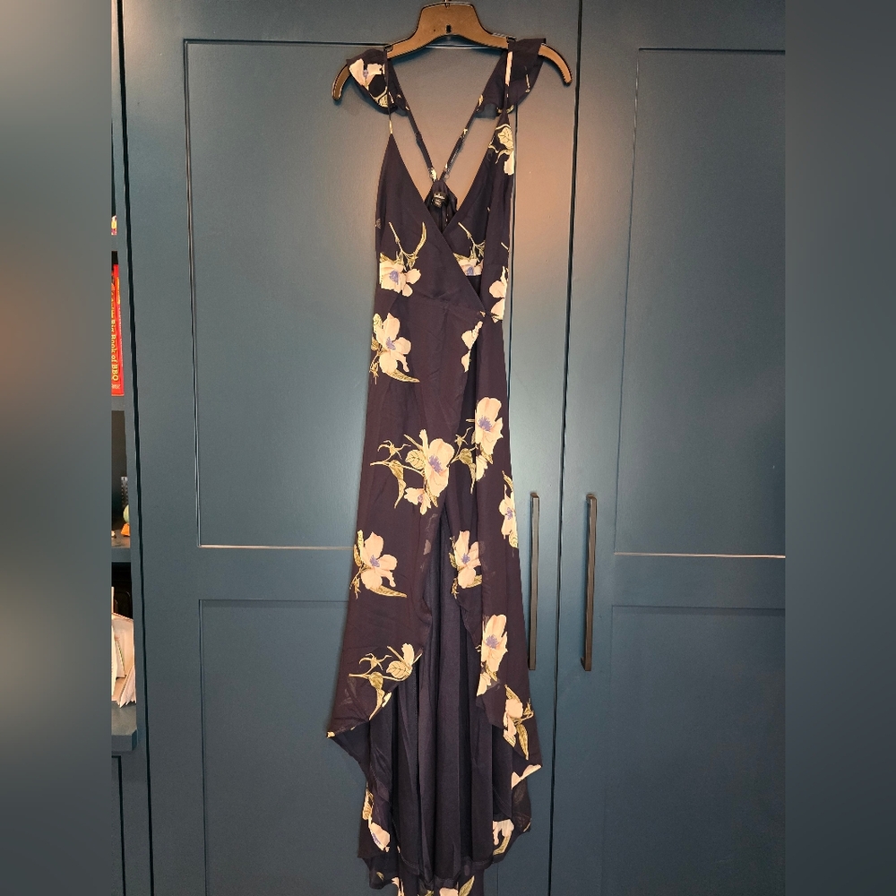 Lulu's Midnight Blue Floral High Low Dress